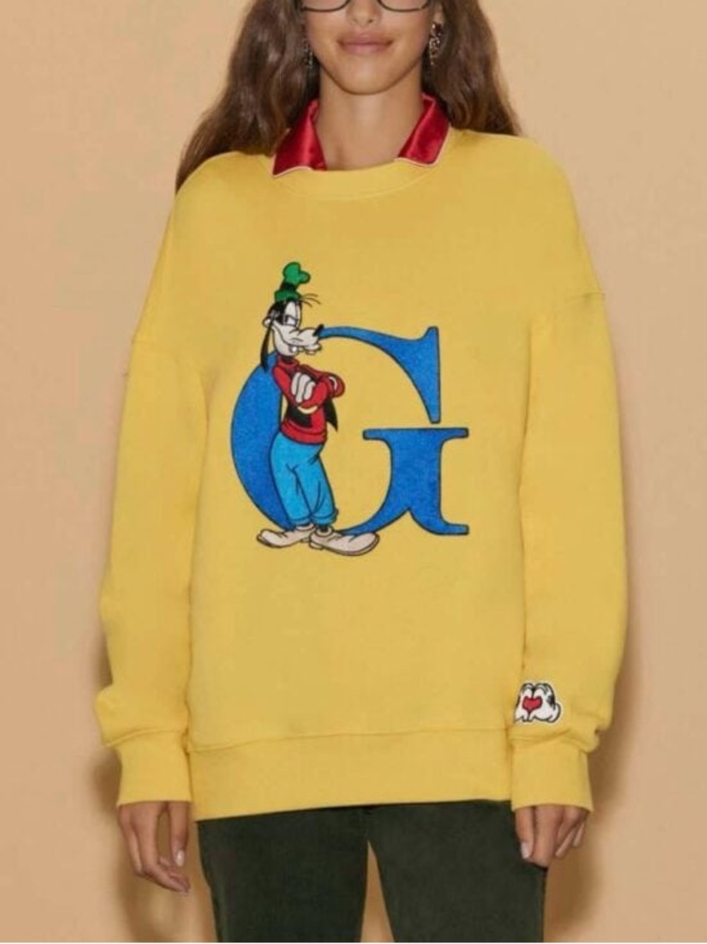 Disney x Forever 21 Yellow Goofy Embroidered Sweater